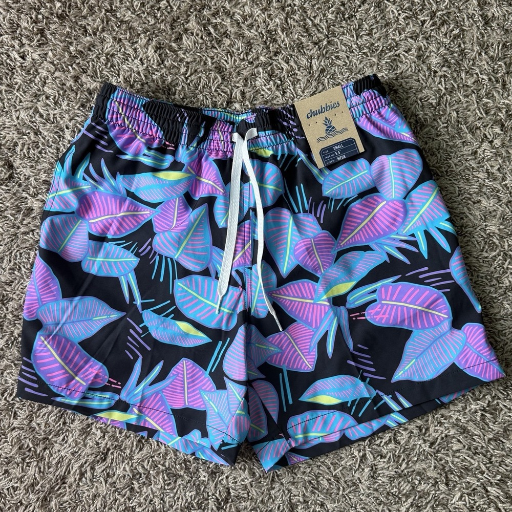 chubbies Men's Size Small 'The Fluorescent Funk' 5.5" Classic Lined Swim Trunks